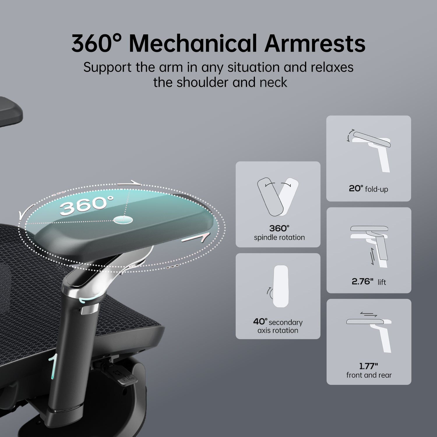 HBADA E3 Ultra Ergonomic Office Chair Futuristic(with Footrest) black lumbar support