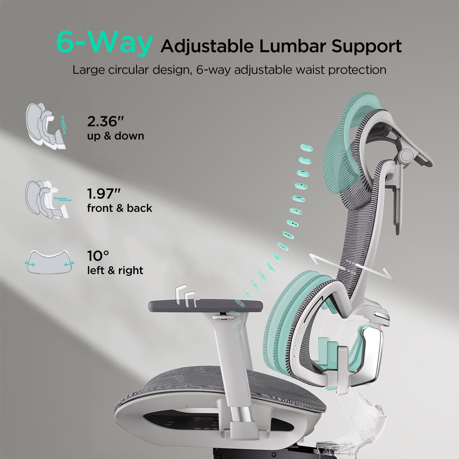 Hbada E2 Pro Ergonomic Office Chair white lumbar support