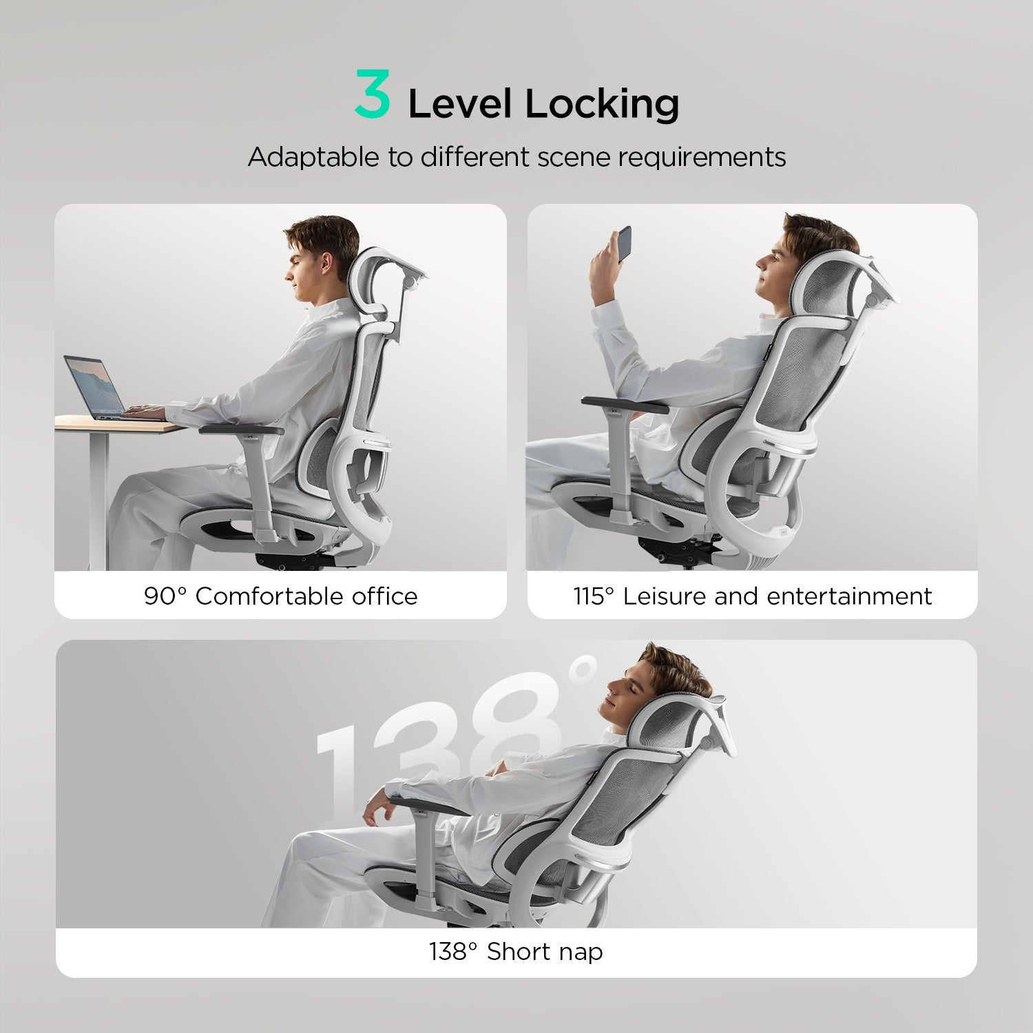 Hbada E2 Pro Ergonomic Office Chair gray locking