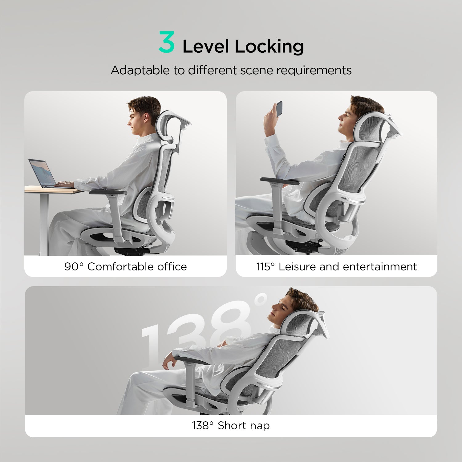 Hbada E2 Pro Ergonomic Office Chair white locking