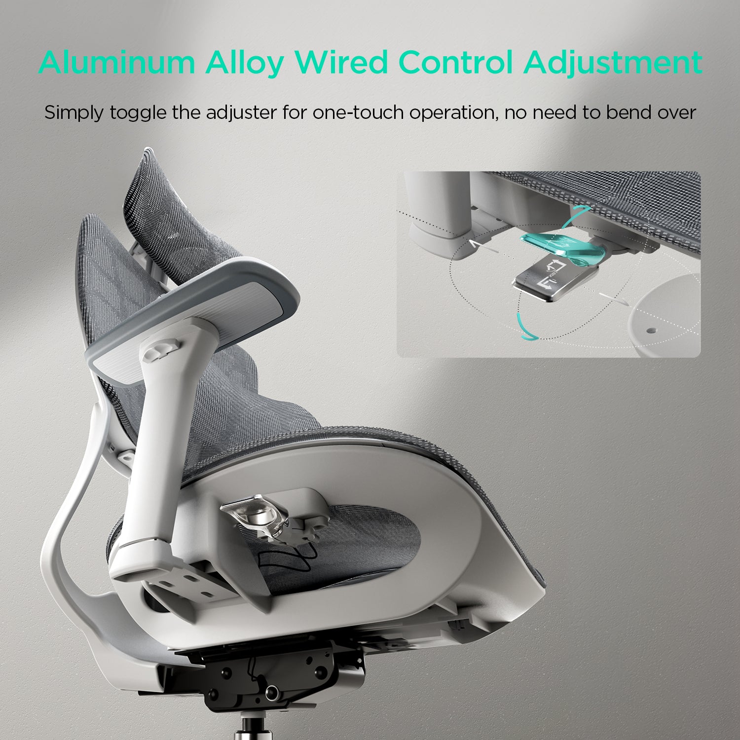 Hbada E2 Pro Ergonomic Office Chair white control adjustment