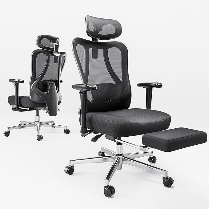 HBADA P3 Ergonomic Office Chair, Desk Chair with Footrest black