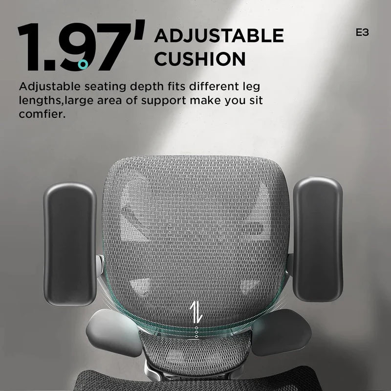 HBADA E3 Air Ergonomic Office Chair without footrest gray seat