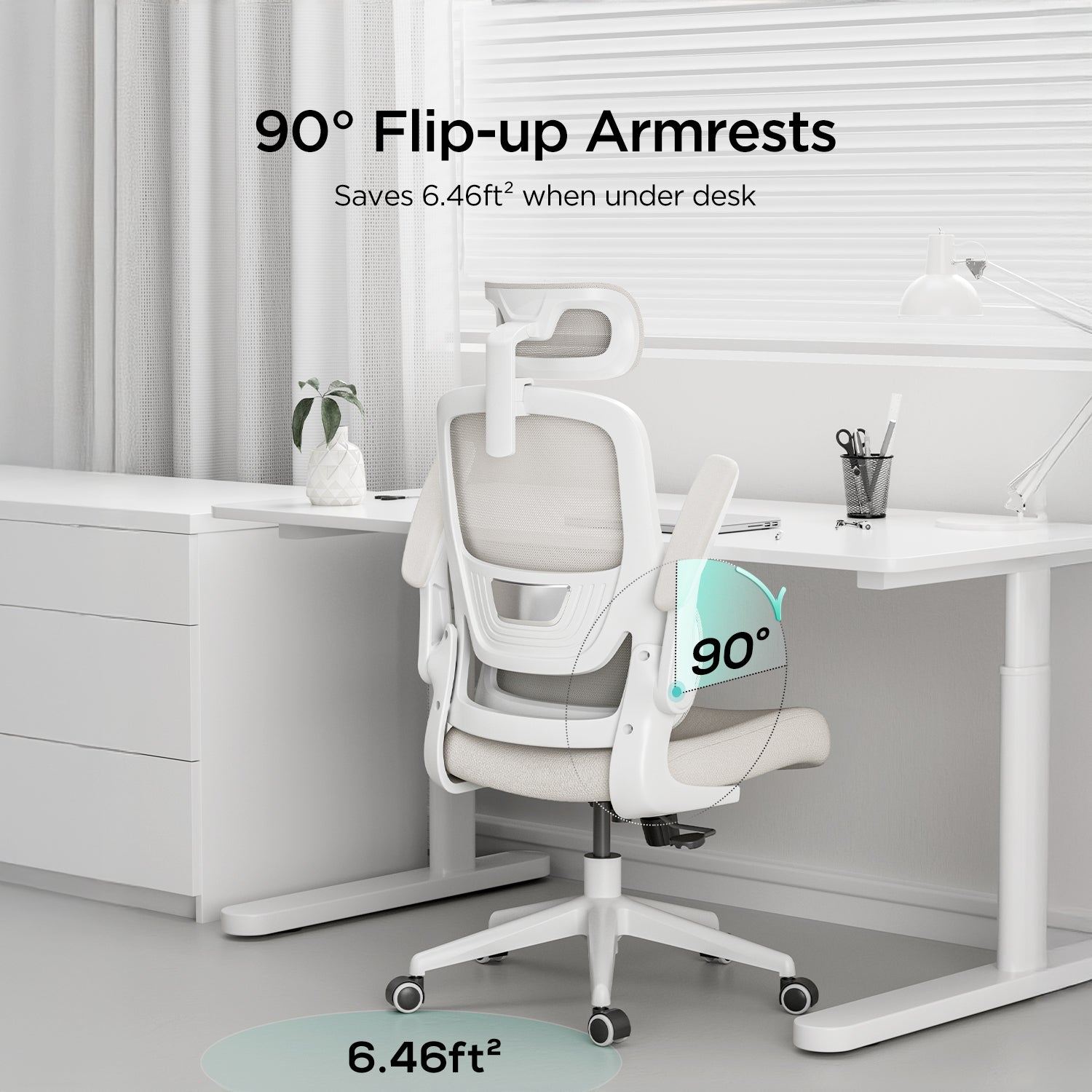 Hbada P1 Ergonomic Office Chair white armrests