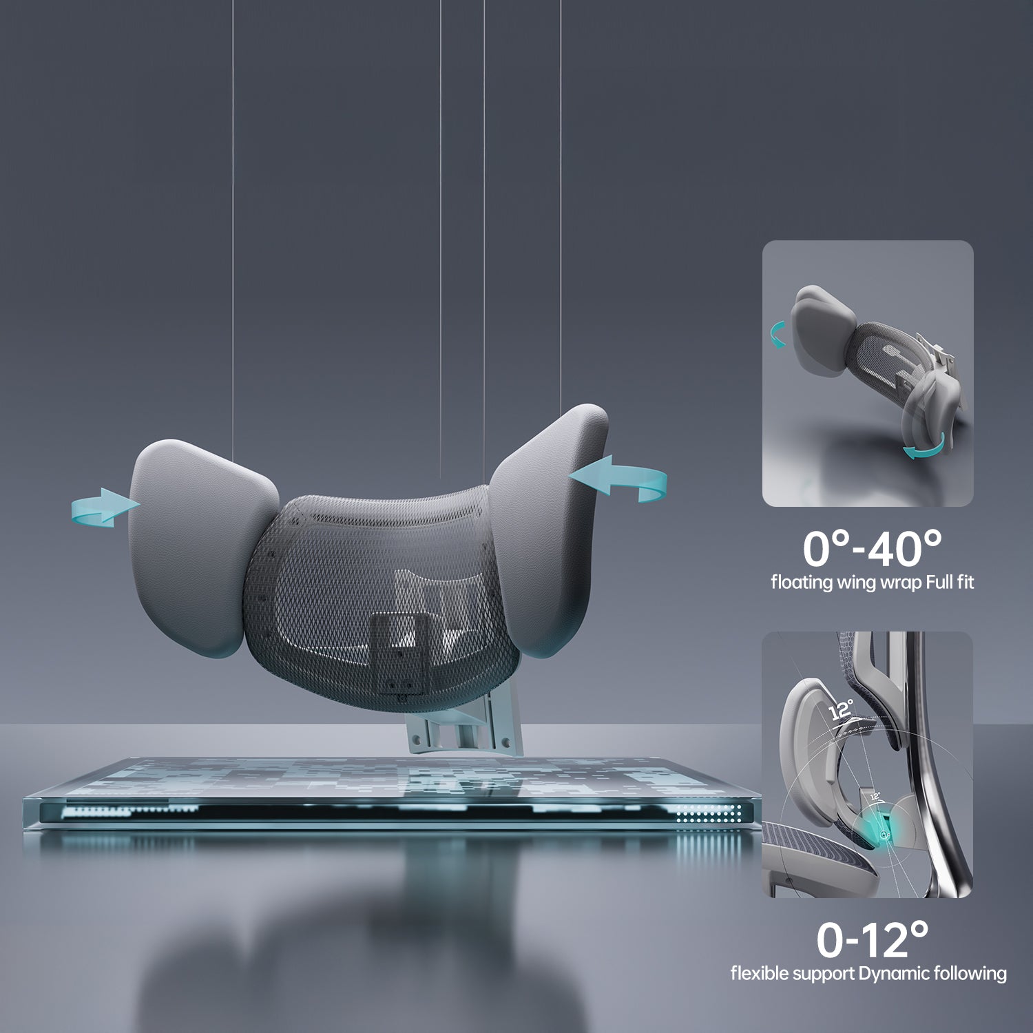 HBADA E3 Ultra Ergonomic Office Chair Futuristic(with Footrest) grey lumbar support