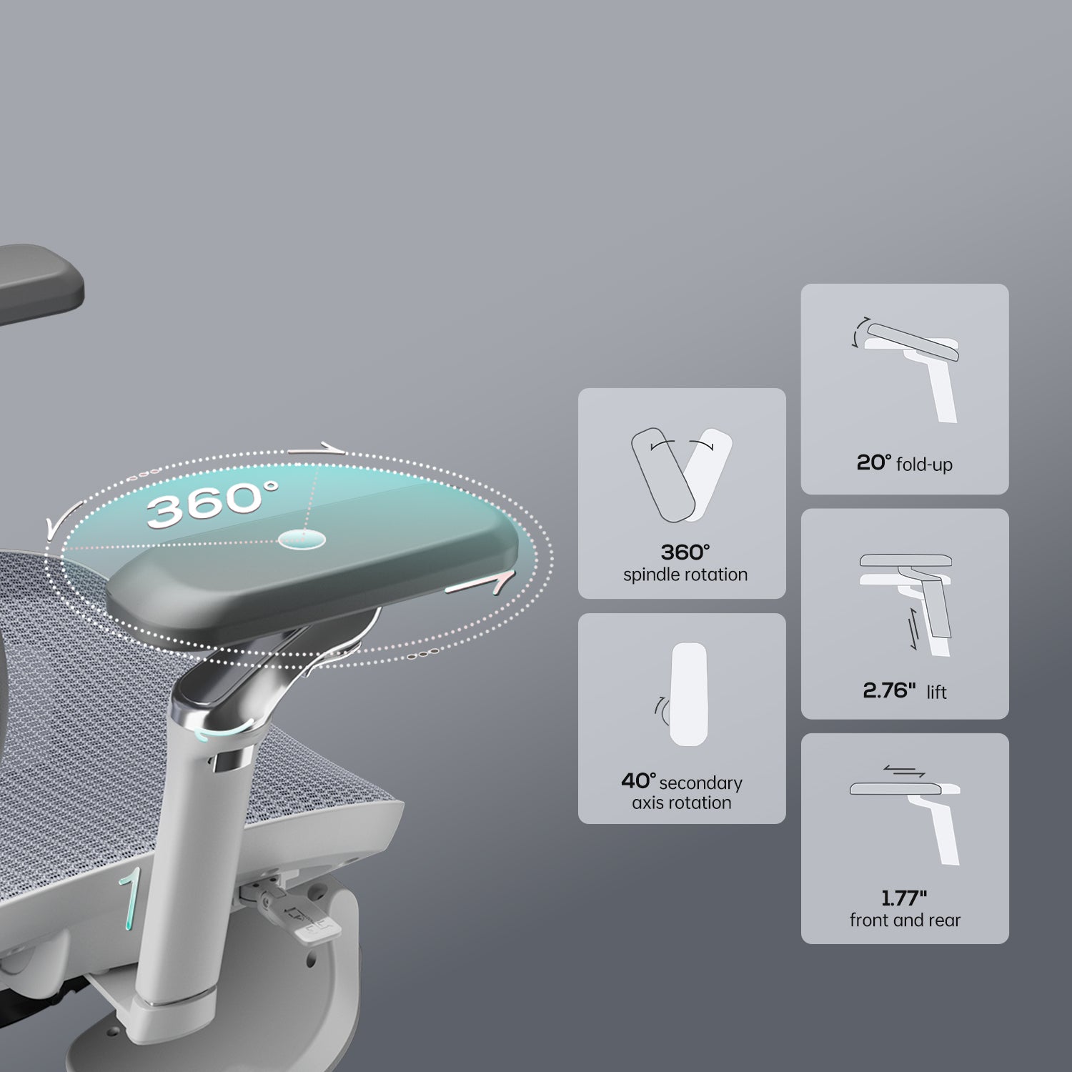 HBADA E3 Ultra Ergonomic Office Chair Futuristic(with Footrest) grey lumbar support