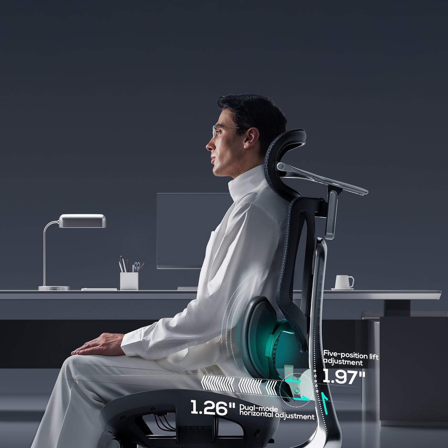 HBADA E3 Ultra Ergonomic Office Chair Futuristic(with Footrest) black lumbar support
