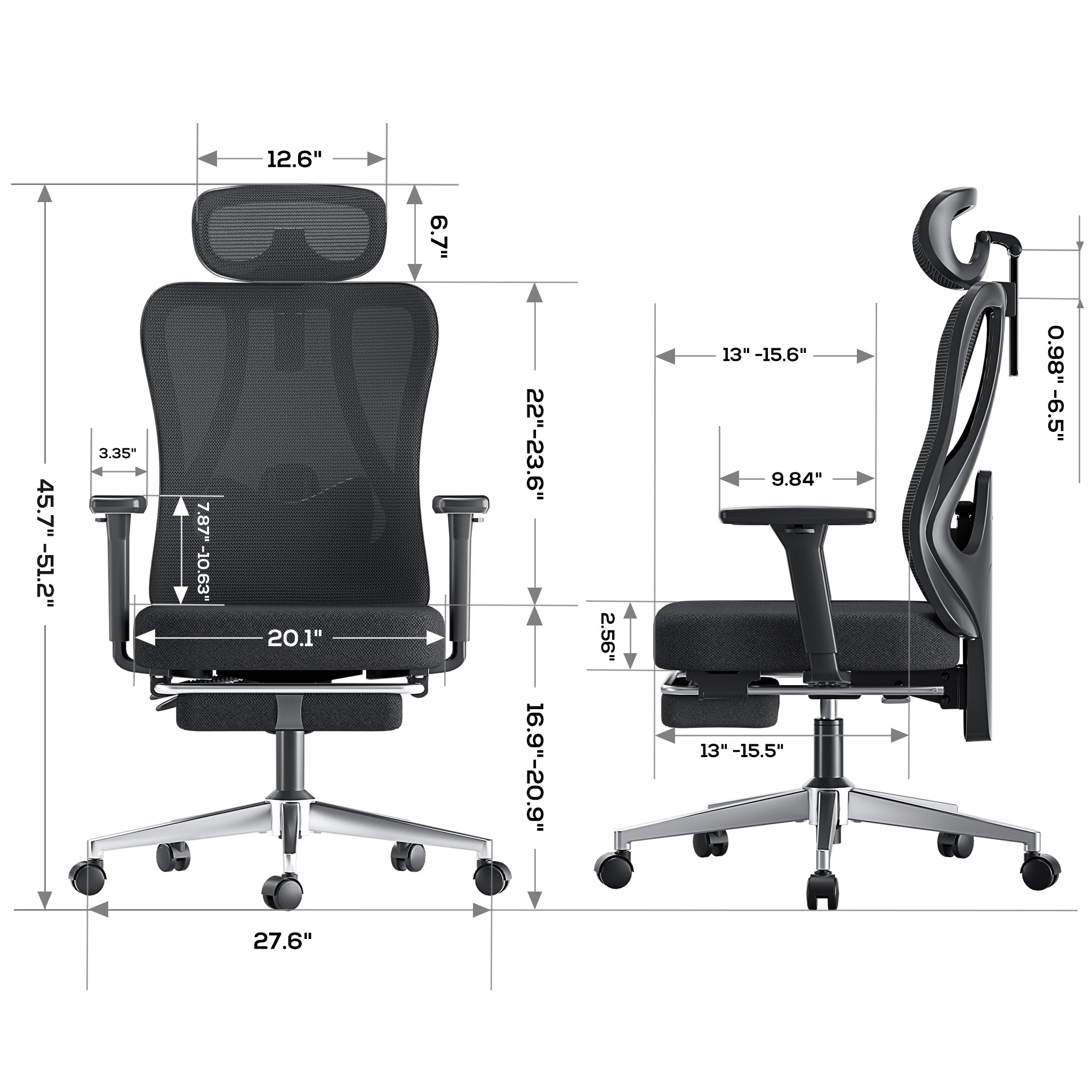 HBADA P3 Ergonomic Office Chair, Desk Chair with Footrest