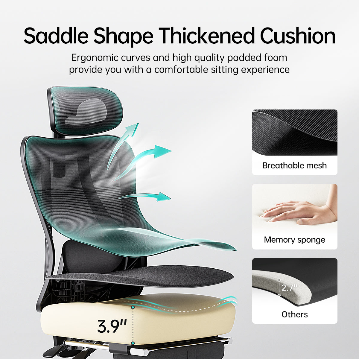 HBADA P3 Ergonomic Office Chair, Desk Chair with Footrest