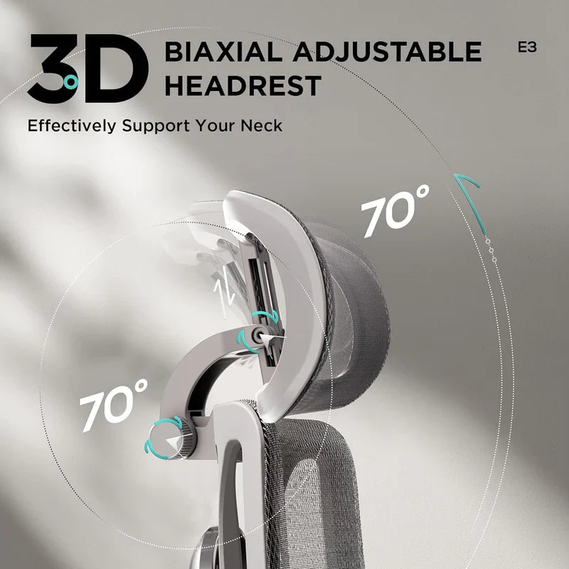 HBADA E3 Air Ergonomic Office Chair gray headrest