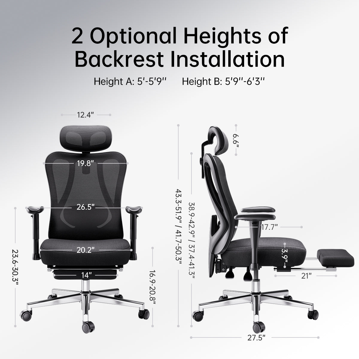 HBADA P3 Ergonomic Office Chair, Desk Chair with Footrest